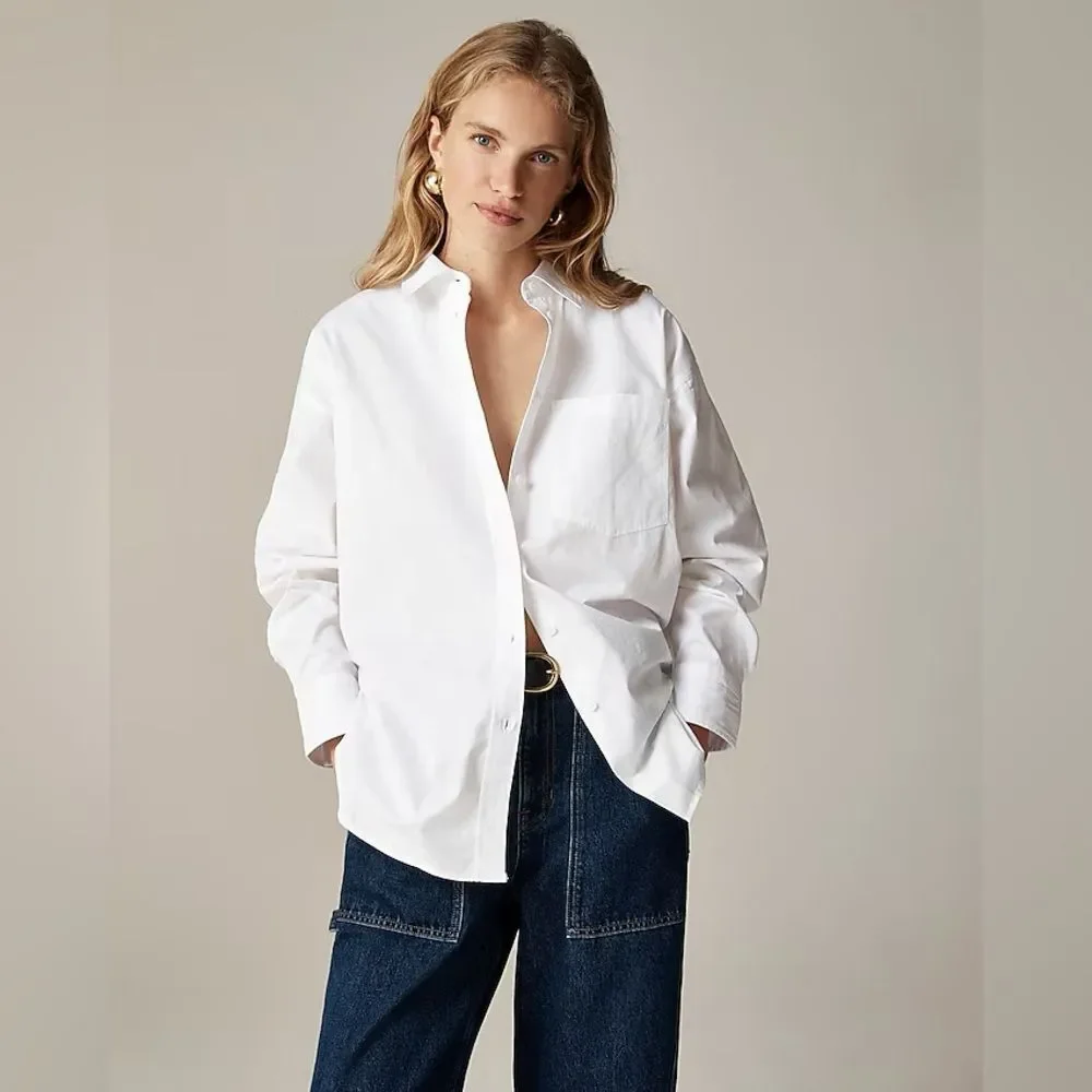 NWT J CREW Étienne oversized shirt in lightweight oxford in white - Picture 2 of 7